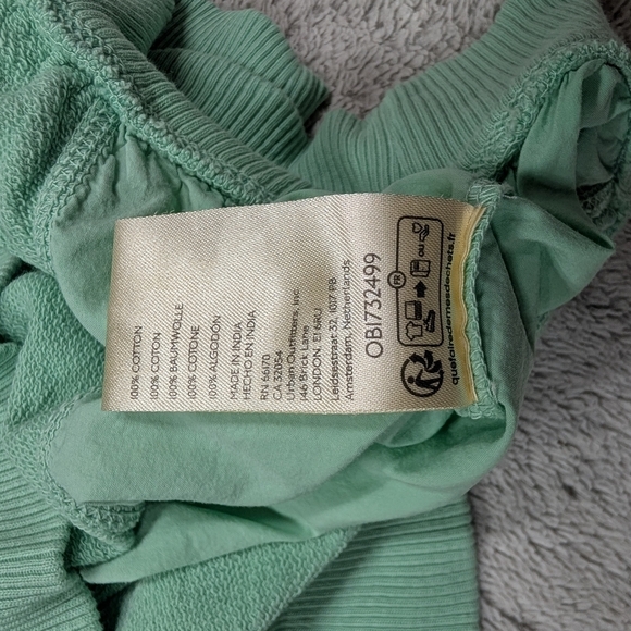 Pilcro Sweatshirt Womens L Green Mint Cropped Batwing Top Crew Oversized - Picture 7 of 8